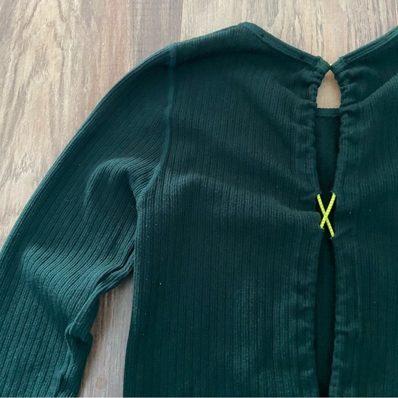 Zara Forest Green Open Back Top with Neon Yellow Tie - Picture 4 of 11